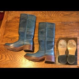 FRYE **RARE** Vintage Leather Campus Boot 14L in blue